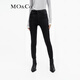 MO&Co.冬解構(gòu)高腰彈性黑色修身顯瘦牛仔褲小腳褲MBC4JENT19 牛仔黑色-第2批 M 27