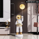 嬋媄太空人宇航員電視柜旁大型落地擺件客廳裝飾品輕奢喬遷新居禮品 托盤(pán)款休閑太空人-白金