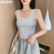 嘉麗薇背心女夏季新款西裝內(nèi)搭打底背心短款高級(jí)感遮副乳工字美背上衣 白色 L