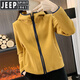 JEEP SPIRIT高端抓絨衣女德絨保暖外套搖粒絨戶(hù)外徒步運動(dòng)登山服裝雙面絨衛衣 琥珀黃 XXL (建議118~128斤)