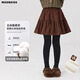 moonkids女童加絨打底褲假兩件褲裙兒童冬季一體絨褲子外穿大童燈芯絨裙褲 2202咖色褲裙【加絨款】 120 cm