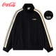 可口可樂(lè )（Coca-Cola）外套男秋冬運動(dòng)休閑寬松開(kāi)衫衛衣立領(lǐng)夾克 黑色加絨 M(110-130斤)