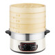 永樂(lè )佳（YONGLEJIA） 竹香電蒸鍋電蒸籠不銹鋼蒸鍋多功能蒸汽鍋家用自動(dòng)斷電蒸汽機保溫快速蒸汽鍋 2層29CM竹蒸鍋（定時(shí)保溫款）