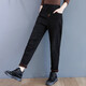 蘑菇同學(xué)冬季新款彈力牛仔褲女高腰韓版加絨加厚哈倫褲顯瘦長(cháng)褲子 黑色 L【建議115-130斤】