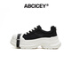 ABCICEY【明星同款】休閑帆布鞋女秋冬厚底增高6.5cm綁帶鞋 黑白 37