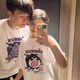 love legend情侶裝夏天短袖t恤兩件裝套裝潮牌寬松男女學(xué)生半袖上衣班服t恤 白色+白色（庫洛米） 男M/女S