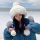 鉑吶苓毛線帽子加絨厚女冬季東北哈爾濱雪鄉(xiāng)保暖裝備雪地帽百搭顯臉小 加絨毛球帽-白色
