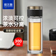 哈爾斯玻璃杯水杯雙層男2024新款耐高溫杯子茶水分離杯大容量便攜泡茶杯 金色 300ml