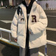 NEW OR MODE美式高街立領(lǐng)棉服男冬季新款百搭字母印花面包服加厚保暖潮流棉衣 卡其色 3XL