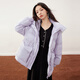 樂町連帽毛領(lǐng)工裝風(fēng)羽絨服女冬季新款少女紫色泡芙羽絨外套 淺紫（現(xiàn)貨） M
