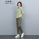 衣典零一（LEDIALYI）棉麻兩件套裝女2025春秋季女裝新款時(shí)尚洋氣質(zhì)小個(gè)子休閑直筒褲子 綠色+軍綠色 L （推薦110-122斤）
