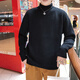 艾梵斯貝秋冬新款毛衣男士帥氣韓版潮流寬松針織衫學(xué)生半高領(lǐng)純色加絨線(xiàn)衫 黑色 XL