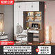 富凱上諾書桌實(shí)木桌柜一體家用電腦桌書柜組合書桌學(xué)習(xí)桌臥室寫字臺(tái) 實(shí)木灰1.5雙門帶抽＋書桌＋頂柜