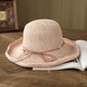 MISMEMO草帽女夏天太陽(yáng)帽大沿可折疊卷邊遮陽(yáng)帽出游沙灘帽簡(jiǎn)約蝴蝶結休閑草編涼帽鏤空鉤針漁夫帽子 肉粉色