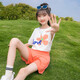 童榜女童套裝夏裝新款短袖T恤短褲兩件女孩中大童學(xué)生夏季兒童裝衣服 橘色套裝 140