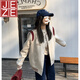 JEZE美式復(fù)古慵懶寬松棒球服外套女秋冬加厚韓系百搭撞色顯瘦夾克上衣 燕麥拼酒紅【z】 加絨 2XL