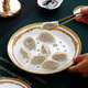 瑞玖 骨瓷餃子盤(pán)家用瀝水雙層盤(pán)餐具歐式大號水餃盤(pán)10英寸控油盤(pán)水果盤(pán)盛餃子盤(pán)子菜盤(pán) 巴比倫盛宴10英寸骨瓷餃子盤(pán)（可微波）