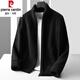 皮爾卡丹品牌高檔男裝 顆粒絨外套男秋冬款加厚男士立領(lǐng)搖粒絨夾克休閑衛衣羊羔絨抓絨衣針織 2197黑色 L