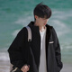 WHIM NASA外套春秋男春季沖鋒夾克衣服男生2025新款青少年初高中學(xué)生薄春節 黑色 XL