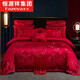 彩羊恒源祥集團結婚四件套繡花婚慶全棉100支床品喜慶大紅被罩喜被 國都情懷【100支長(cháng)絨棉】 標準四件套【適用200*230被芯】