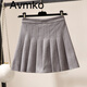 潮牌Avmko半身裙女秋冬新款韓版毛呢百褶裙高腰顯瘦A字短裙半身裙學(xué)院風(fēng)公主打底裙 灰色 M