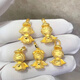翠玉亭 足金999天使吊墜黃金3d硬金愛心小天使寶寶項墜18k金推拉項鏈女 快樂天使吊墜+編繩