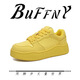 BUFFNY品牌玫紅色板鞋女2024新款厚底面包鞋增高黃色老爹鞋夏季運動(dòng)鞋子 黃色 36