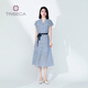 翠貝卡商場(chǎng)同款夏女士收腰氣質(zhì)顯瘦連衣裙 淺蘭 M