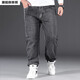 潮酷胖胖熊 牛仔褲男彈力寬松直筒褲 秋冬季常規款大碼牛仔長(cháng)褲 灰色 32(2尺5)
