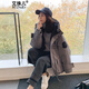 艾珠兒 冬季工裝棉服女新款女裝寬松棉衣女連帽學(xué)生加厚保暖棉襖外套女 灰色 M(建議105-120斤)