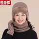 恒源祥中老年帽子女士羊毛保暖針織帽禮盒裝送老人媽媽奶奶毛線(xiàn)帽 咖色[帽子＋圍脖＋手套] 均碼高檔禮盒裝|代寫(xiě)賀卡