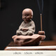 歸瓷紫砂小和尚線(xiàn)香香插茶寵擺件可愛(ài)小沙彌精品可養插香器禪意人物桌面裝飾工藝品 小和尚-禪思（含線(xiàn)香+小竹墊）
