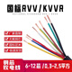 HNGW安隆 純銅KVVR/RVV6芯7芯8芯10芯控制護套線電纜信號線 純銅 10芯X0.5平方 1米價