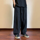 至唯 直筒工裝褲男士夏季潮流牌闊腿褲胖子大碼褲子寬松春秋休閑長(zhǎng)褲 黑色 XL【推薦125-145斤】