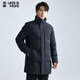 利郎輕時尚男裝【商羽鮮絨】羽絨服男長款青年通勤立領(lǐng)防風(fēng)保暖外套 黑色 2XL (180)