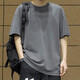 依郎酷男士短袖t恤男寬松純棉上衣服重磅半袖男生印花夏季打底衫體恤潮 深灰色 2XL 【150-170斤】