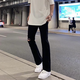 迪伽達黑色破洞微喇牛仔褲男美式潮牌高街vibe痞帥直筒修身顯瘦長(cháng)褲子男 HC-2046黑色 L