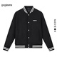 gxg.jeans男裝 2024年冬季新款灰色綿羊毛棒球服毛呢夾克外套男 黑色 XL 180