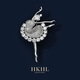 HKHL 芭蕾舞者女士胸針高級感小眾精致西裝外套別針優(yōu)雅滿(mǎn)鑲胸花禮物 芭蕾舞者胸針