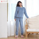 蒲戀睡衣睡褲女居家服睡衣女秋冬季法蘭絨套裝暖暖珊瑚絨家居服冬天20 【藍藍刺繡】加厚加絨版本 均碼【80-130斤】
