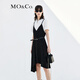 MO&Co.假兩件V領(lǐng)吊帶不規則連衣裙氣質(zhì)黑白撞色設計感裙子女 黑色 S 160