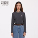 Teenie Weenie小熊女裝2025秋新款休閑簡(jiǎn)約時(shí)髦拼接條紋中領(lǐng)打底衫 藏青色 S 160
