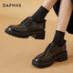 達芙妮單鞋女新款春季英倫風(fēng)樂(lè )福鞋厚底增高小皮鞋女鞋 黑色（加絨） 38