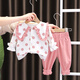 黑造品牌女童套裝春秋兒童衣服裝小女孩子春裝中小童嬰幼兒一歲女寶寶 粉色 110尺碼建議3-4歲(100-110cm)
