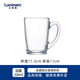 樂美雅鋼化玻璃杯耐熱印花茶杯牛奶杯早餐杯子帶把手微波爐加厚咖啡水杯 清晨白杯把杯320ML