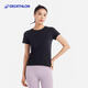 迪卡儂瑜伽T恤女春夏健身運動(dòng)瑜伽服輕盈百搭顯瘦短袖上衣 黑色 XS