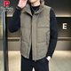 皮爾卡丹（pierre cardin）2025年新款輕薄羽絨服男士鴨絨馬甲休閑外套冬季短款保暖男裝 綠咖 L