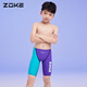 洲克（ZOKE）兒童泳衣男童五分專(zhuān)業(yè)訓練健身運動(dòng)速干游泳褲124526886紫湖綠160