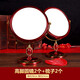 囈緣 結婚陪嫁鏡子一對梳子套裝紅色喜鏡新娘女方出嫁化妝婚禮用品全 雙面高腳圓鏡1對+心形木梳1對