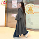 CTOX灰色連帽長款毛衣女秋冬季2024新款寬松慵懶風(fēng)感針織開衫外套 【灰色】 M 95-105斤
